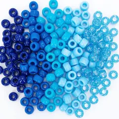 1000PCS 6x9mm Pony Beads Bulk, 5 Styles Blue Pony Beads for Bracelets Making Kit, Kandi, Hair Braids Crafts for Jewelry Making (Blue)