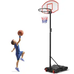 Costway Adjustable Basketball Hoop System Stand Kid Indoor Outdoor Net Goal W/ Wheels