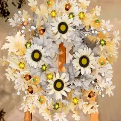 26 Inch Fall Wreath with 6FT Pumpkin Maple Leaf Lights