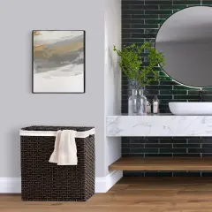 Seville Classics Handwoven Lidded Laundry Hamper Mocha brown