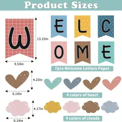 57pcs Boho Rainbow Welcome Banner Welcome Bulletin Board Set