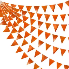 Orange Party Decorations Metallic Fabric Triangle Pennant Banner