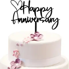 Happy Aniversary Cake Topper Black Cake Decoration Company Anniversary