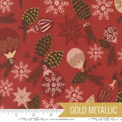 Branch and Baubles in Poinsettia Metallic (45621 18m) | Old World Yuletide | Fancy That Design House Co | Moda