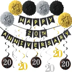 20th Anniversary Decorations Kit - Including Glitter Banner