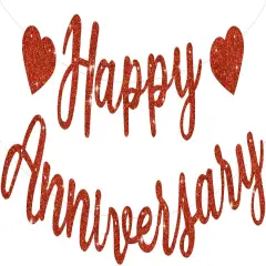 Red Happy Anniversary Banner