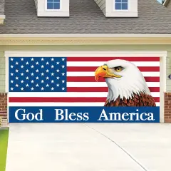 Collections Etc God Bless America Patriotic American Flag Garage Door Banner