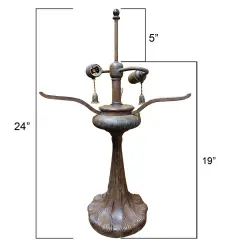 Tiffany Style Metal Lamp Base, Antique Light Bronze Finish, Nicely Weighted, 24" Tall - 2 Bases