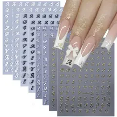8 Sheets Retro English Letters Nail Stickers