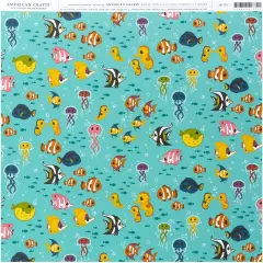 American Crafts Animal Single-Sided Cardstock 12"X12"-Under The Sea