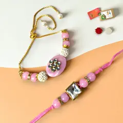 Rakhi for Brother and Bhabhi Traditional Lumba Designer Fancy Bracelet Couple Rakhi for Bhaiya Bhabhi Bhai Rakhi for Brother Gift Hamper Roli Chawal