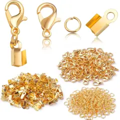 500pcs Jewelry Making Accessories Set, 100pcs Lobster Claw Clasps(Gold)