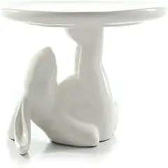Cupcake Stand, Easter Decorations, Ceramic Dessert Plates for Eggs and Cookies, Bunny Candy Dish Gifts, 8.3 Inch White