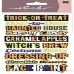Sticko Trick Or Treat Phrases Dimensional Epoxy Stickers