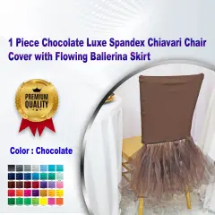 1 Piece Chocolate Luxe Spandex Chiavari Chair Cover with Flowing Ballerina Skirt