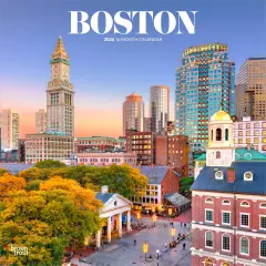 Boston | 2026 12 x 24 Inch (Hanging) Monthly Square Wall Calendar | Plastic-Free