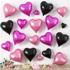 Hot Pink Black Heart Balloons (Hot Pink Black)