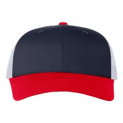 Valucap&reg; Mesh Back Trucker Cap Comfortable Breathable Fit Navy/ White/ Red