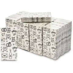 Wedding Theme Facial Tissues - 24 Pack 3-ply Travel Size Pocket Tissue Party Favors, 240 Count Total White