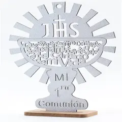 12pcs Wood Religious Centerpiece Cross JHS Chalice Communion Silver