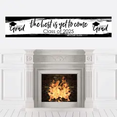 Big Dot of Happiness Black and White 2025 Graduation Party Decorations Party Banner