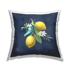 Lemon Cluster on Blue Decorative Printed Throw Pillow Design by Danhui Nai, 18 x 7 x 18