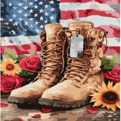 Independence Day Paint by Numbers Kit for Adults,4 of July Adult Paint by Number Kits on Canvas,Boots Painting by Number Kit DIY Acrylic Oil Painting Perfect for Gift Home Wall Decor(16x20inch)