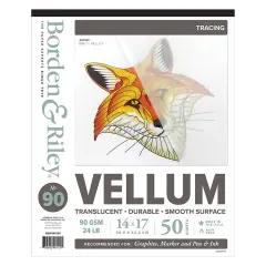Borden & Riley #90 Vellum Pad, 90 GSM/24 LB, 50 White Sheets, 1 Pad Each