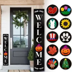 Welcome Sign for Front Porch Standing (Black)