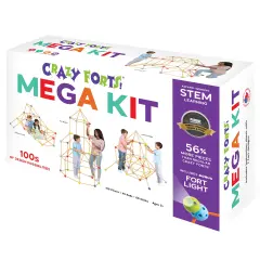 Everest: Crazy Forts - Mega Kit - 108pc Rod & Ball Fort Building Set, Bonus Light Ball, Indoor-Outdoor, Create Play Tent Structures, Kids Toy, Ages 5+