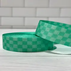 Sea Green Tonal Check 1&rdquo; Seatbelt Webbing