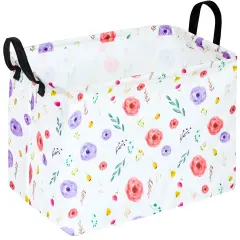 Rectangle Flower Patter Toy Bin Valentine's Day Gift Waterproof storage organizer for Nursery Hamper Home decor Closet Kids Bedroom Laundry Baby Gift Shelf Baskets