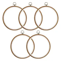 5 Pieces 8 Inch Embroidery Hoops Frame Round Imitated Wood Circle Cross Stitch Hoop Ring for Embroidery Art Craft Handy Sewing Decoration