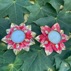 Lotus Tealight Candle Holder Festival of Light Decorative T-light Holder for Diwali Christmas Hanukkah Thanksgiving Gift Floral Candle Holder for Centerpiece Dining Table Home Decor