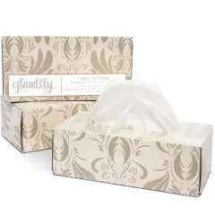 Facial Cotton Tissues, Art Deco Disposable Face Towels (3 Pack, 240 Tissues Total) White