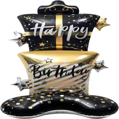 Giant Black Gold Happy Birthday Foil Balloon