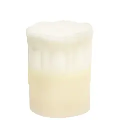 4-Inch White LED Pillar Candle with Drip Effect &ndash; Cool Glow and 6-Hour Timer