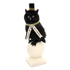 Heather Myers 9.5 Inch Sir Owloween Halloween Figurine , Lightweight Halloween Decor Fright Night Owl Black
