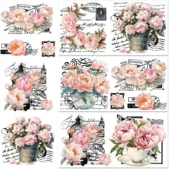 3 Sheet Peonies Flowers Rub on Transfers for DIY Crafts