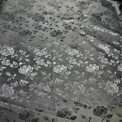1 Yard Black Reversible Jacquard Satin Fabric for Tablecloth Drapes Apparel Crafting 58/60 Inches Width