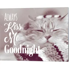 Always Kiss Me Goodnight Sleepy Cat by Quote Master 20" x 16" Canvas Wall Art