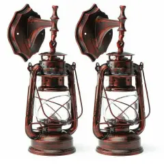 2 PACK Retro Vintage Rustic Lantern Lamp Wall Sconce Light Wall Mounted Fixture