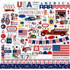 Carta Bella God Bless America 12 x 12 Cardstock Stickers