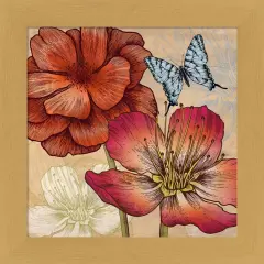 Flowers and Butterflies (detail) by Eve C. Grant 13" x 13" Framed Wall Art