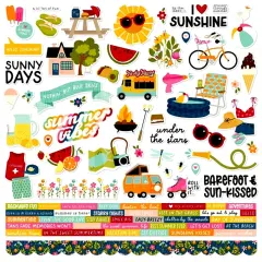 Simple Stories 12 x 12 Summer Lovin' Cardstock Element Stickers