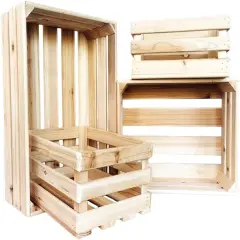 Set of 4 Wooden Crate for display, Storage Boxes for Books, Artworks, Milk, Wine, Outdoor Gardening Tools, Picnic Supplies, Creative Flower Stand, Display Rack for Shops or Exhibitions