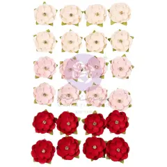 Prima Marketing Frank Garcia Paper Flowers 24/Pkg-Cherry Kisses, Cherry Sweet