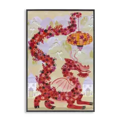 Stupell Industries Dragon & Lantern Mythology Framed Giclee Design by Kay Widdowson