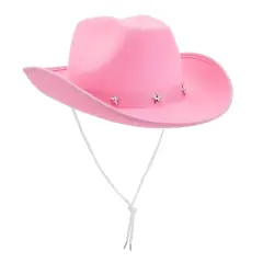 Felt Pink Cowgirl Hat for Women and Men, Costume Accessories (14.8 x 10.6 x 5.9 Inches)