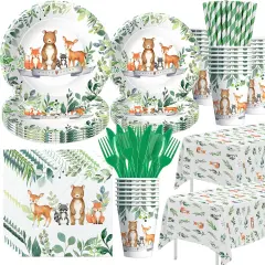 Serve 24-Woodland Baby Shower Decorations Tableware Boy